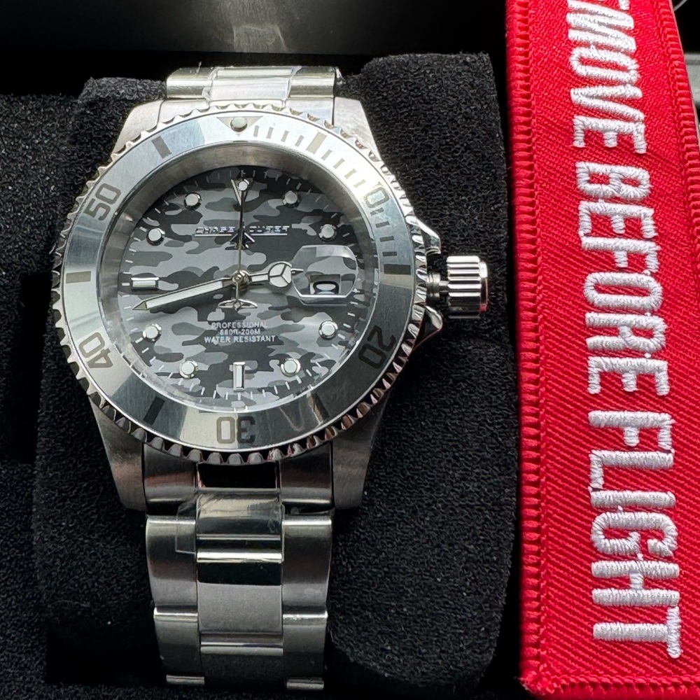 Chase Durer CDW-0132 Men's Watch 40mm Grey Camo Dial New!